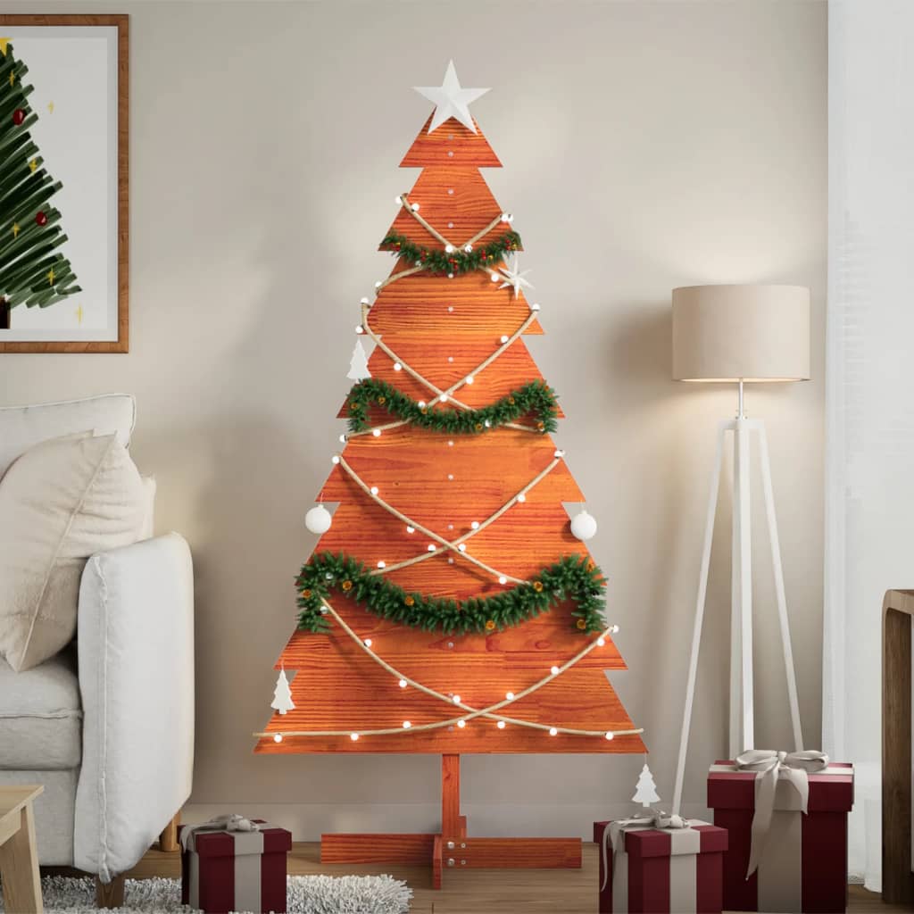 vidaXL Árbol Navidad de adorno madera maciza pino marrón cera 150 cm