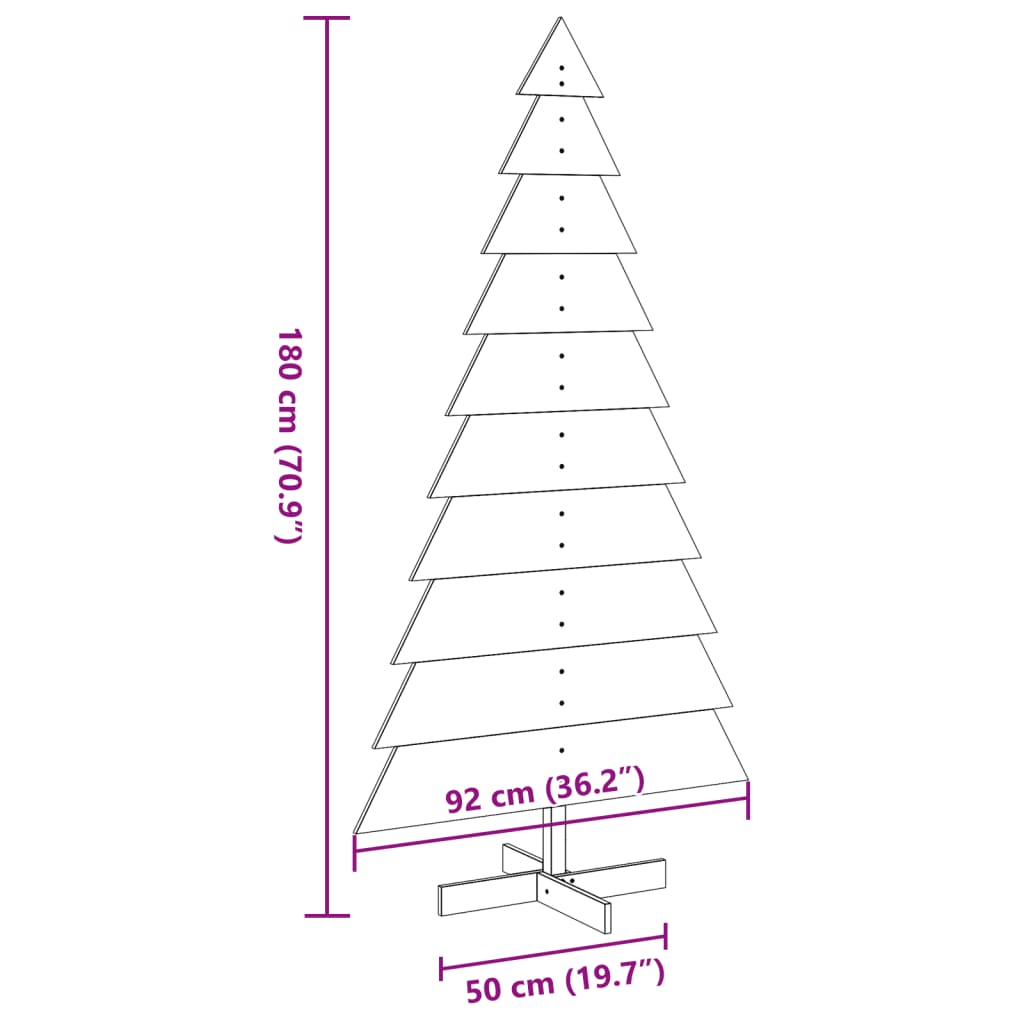 vidaXL Árbol de Navidad de madera de adorno madera maciza pino 180 cm