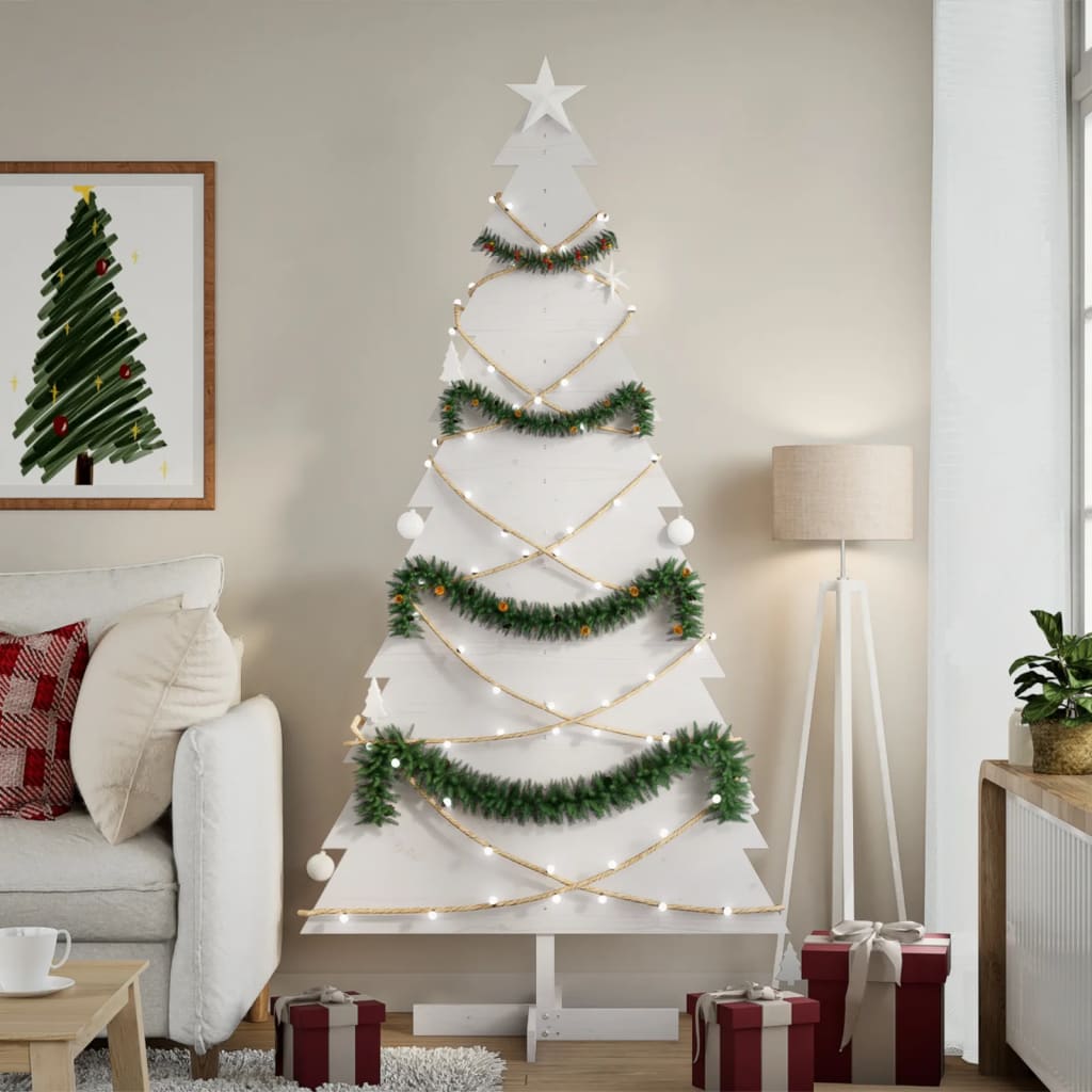 vidaXL Árbol de Navidad de adorno madera maciza pino blanco 180 cm