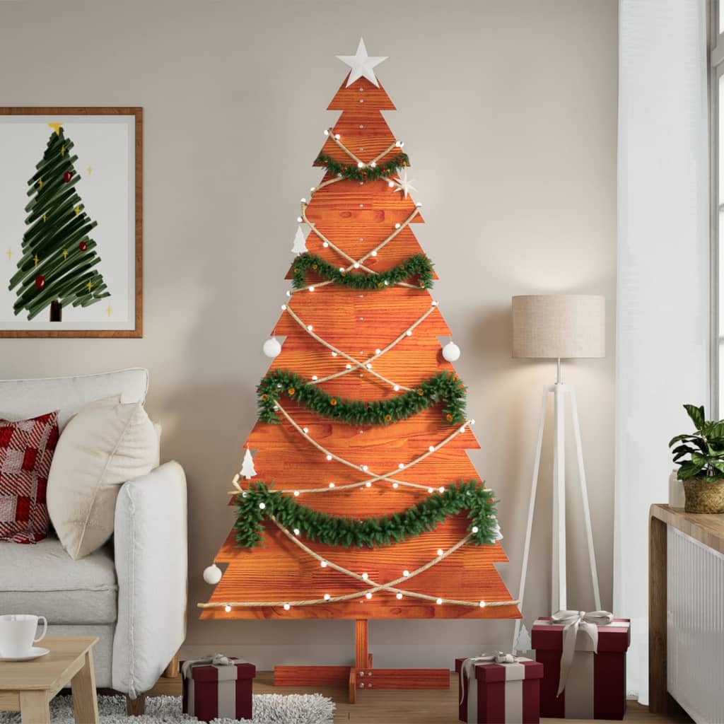 vidaXL Árbol Navidad de adorno madera maciza pino marrón cera 180 cm