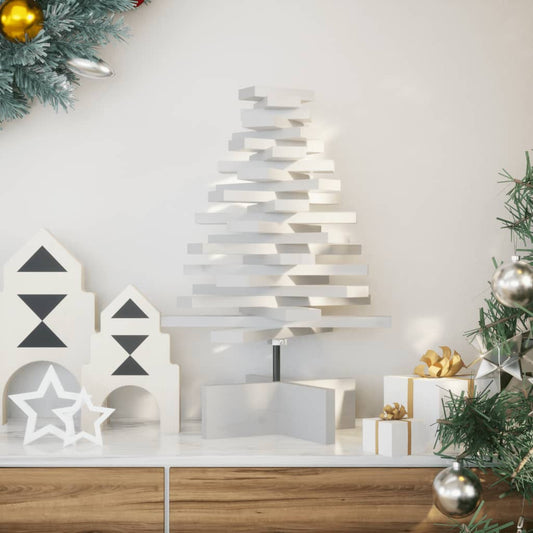 vidaXL Árbol de Navidad de adorno madera maciza pino blanco 60 cm