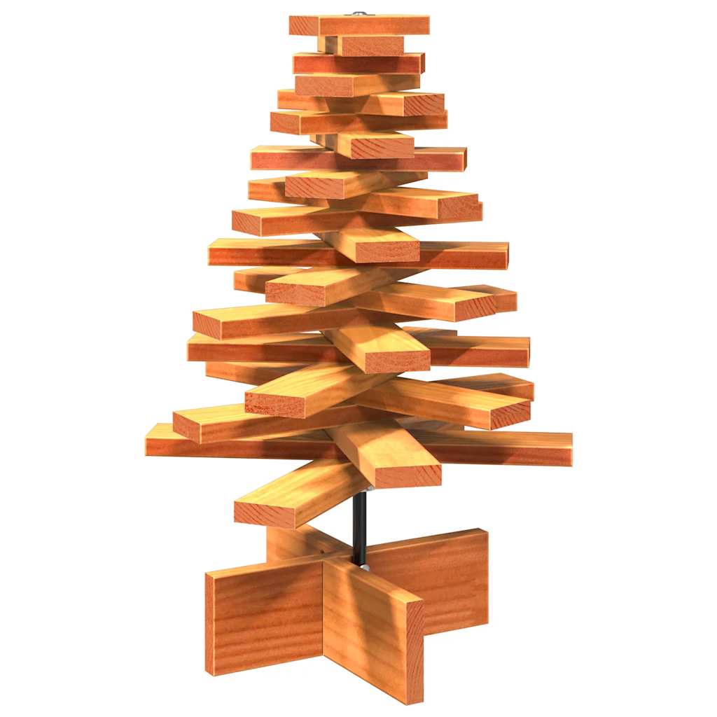 vidaXL Árbol de Navidad de adorno madera maciza pino marrón cera 60 cm