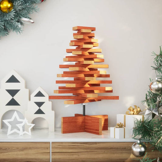 vidaXL Árbol de Navidad de adorno madera maciza pino marrón cera 60 cm