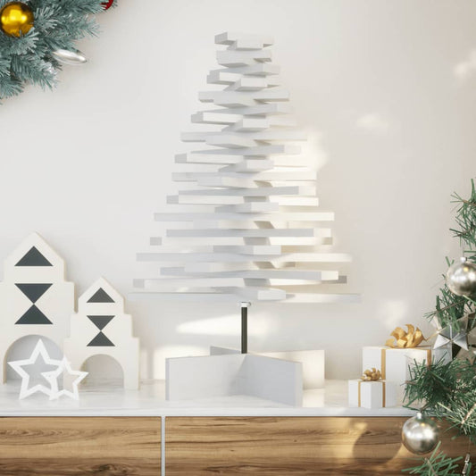 vidaXL Árbol Navidad de adorno madera maciza pino blanco 80 cm