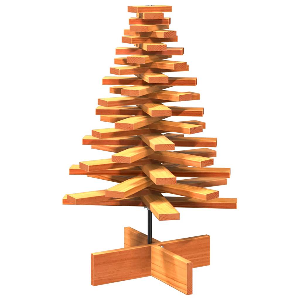 vidaXL Árbol de Navidad de adorno madera maciza pino marrón cera 80 cm