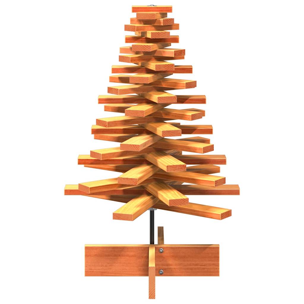 vidaXL Árbol de Navidad de adorno madera maciza pino marrón cera 80 cm