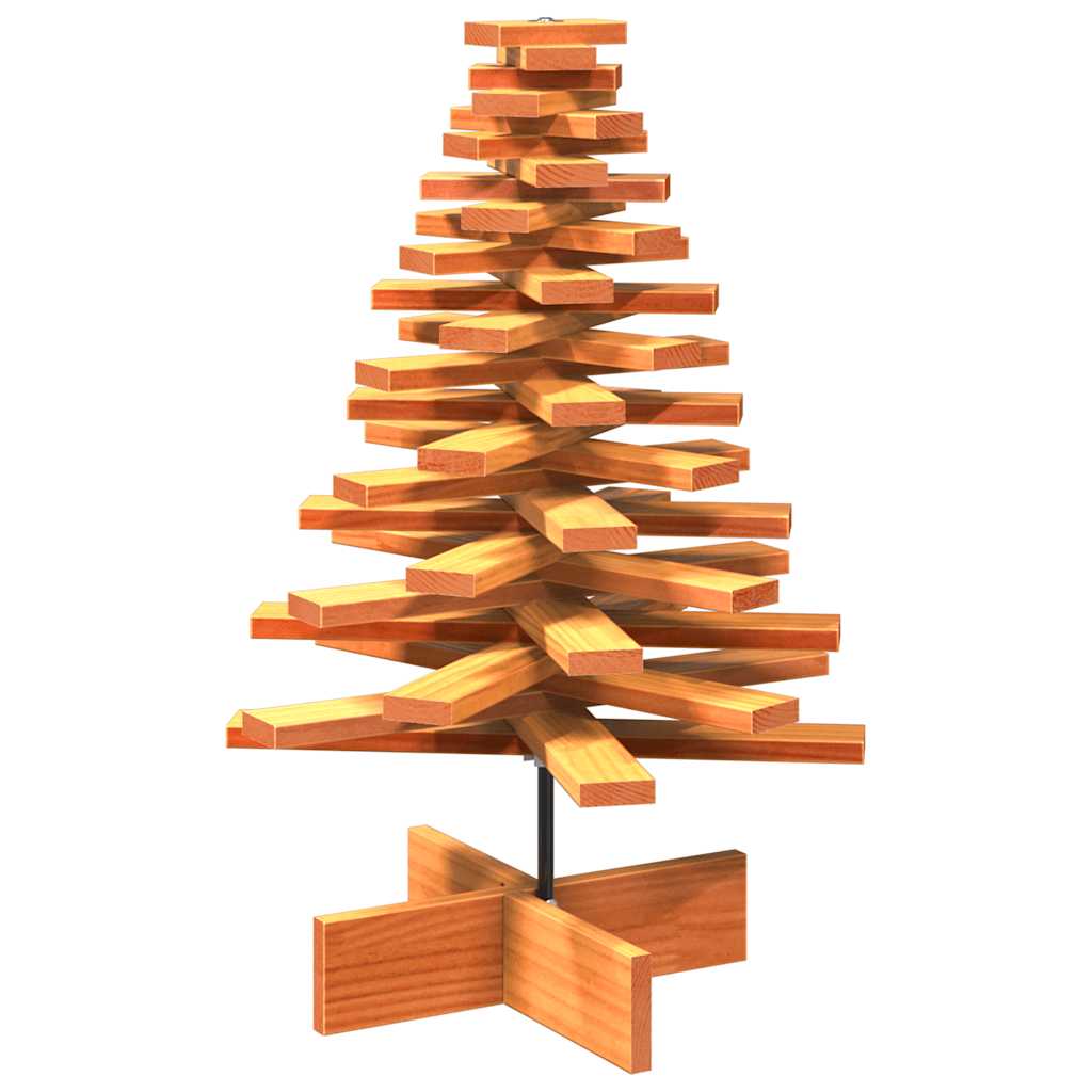 vidaXL Árbol de Navidad de adorno madera maciza pino marrón cera 80 cm