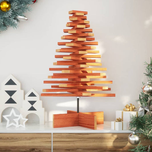 vidaXL Árbol de Navidad de adorno madera maciza pino marrón cera 80 cm