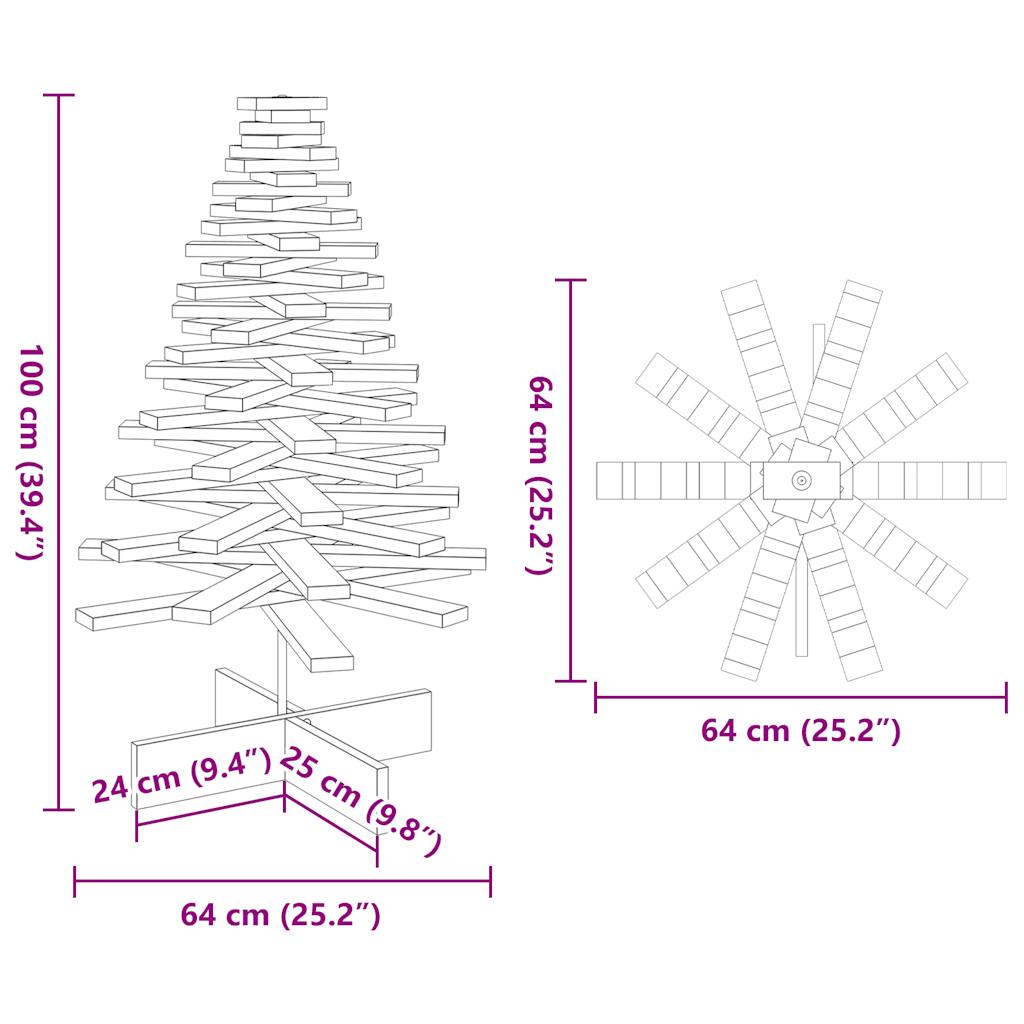 vidaXL Árbol de Navidad de adorno madera maciza pino blanco 100 cm