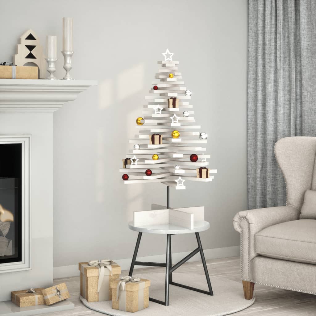 vidaXL Árbol de Navidad de adorno madera maciza pino blanco 100 cm