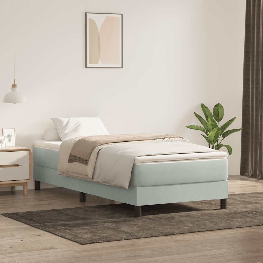 vidaXL Cama box spring sin colchón terciopelo gris claro 80x210 cm