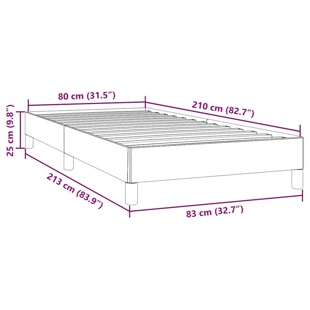 vidaXL Cama box spring sin colchón terciopelo gris claro 80x210 cm