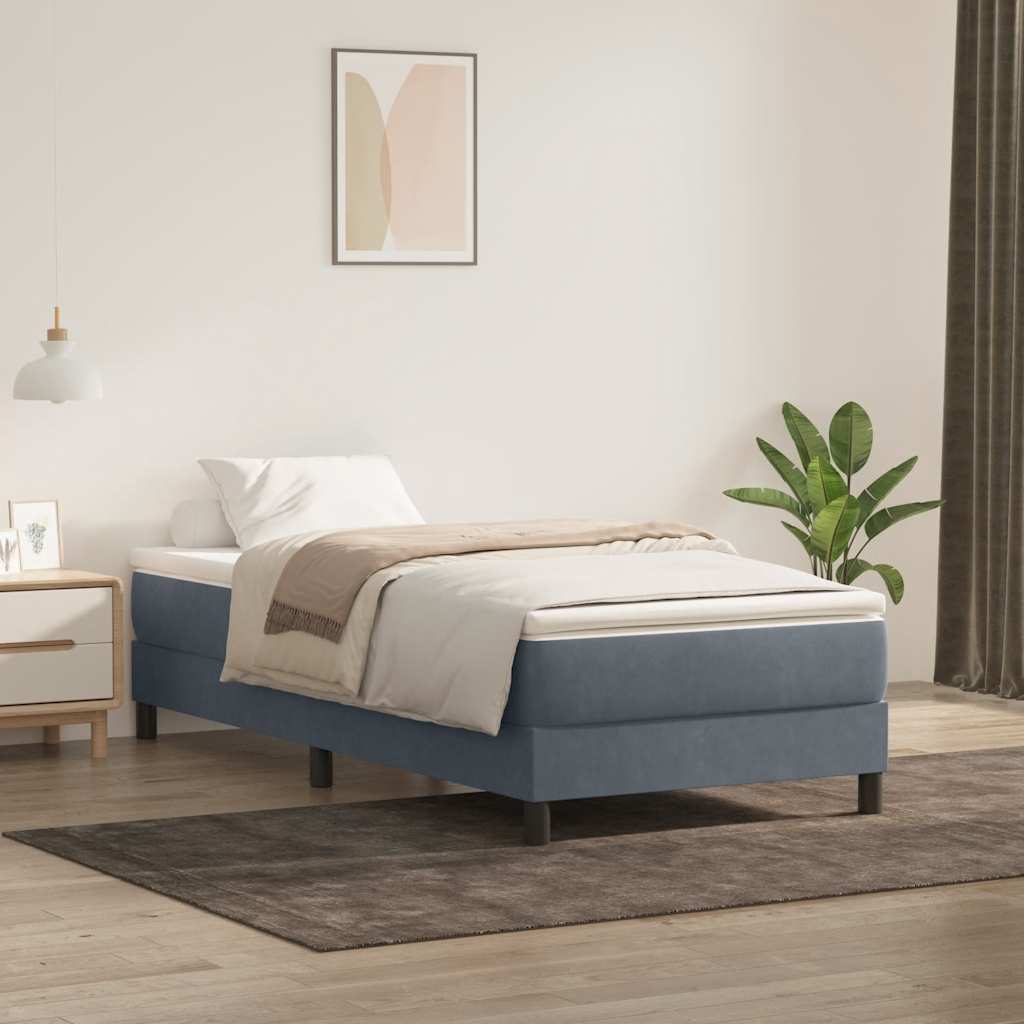 vidaXL Cama box spring sin colchón terciopelo gris oscuro 80x210 cm