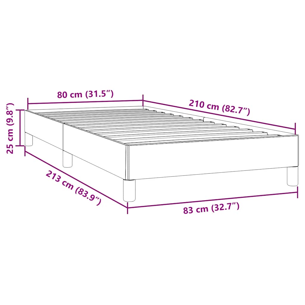 vidaXL Cama box spring sin colchón terciopelo gris oscuro 80x210 cm