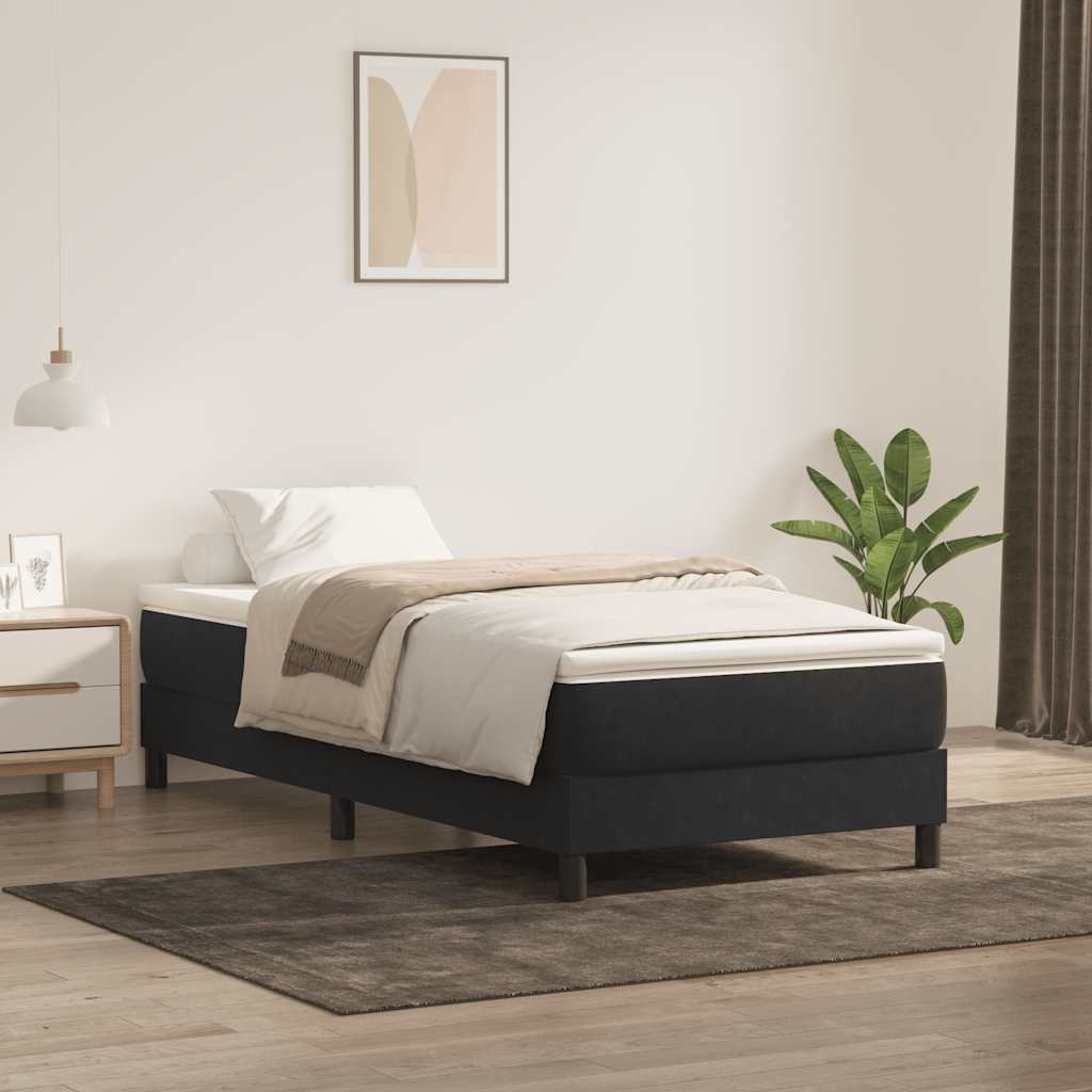 vidaXL Cama box spring sin colchón cuero sintético negro 80x210 cm