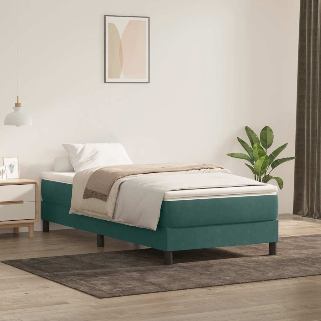 vidaXL Cama box spring sin colchón terciopelo verde oscuro 80x210 cm