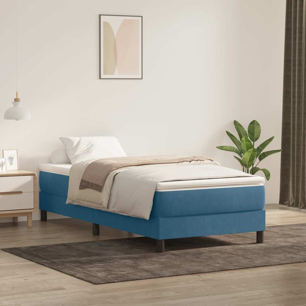 vidaXL Cama box spring sin colchón terciopelo azul oscuro 80x210 cm