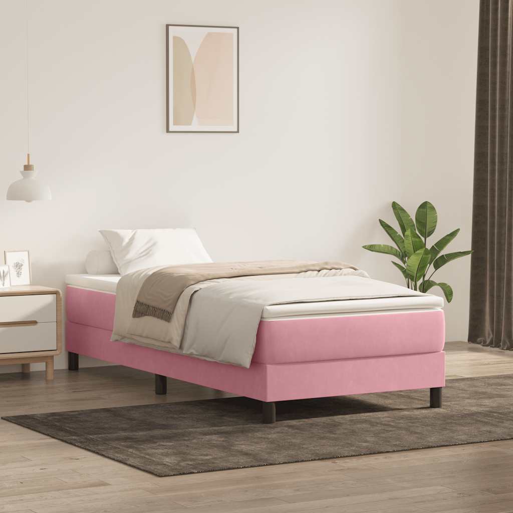 vidaXL Cama box spring sin colchón terciopelo rosa 80x210 cm