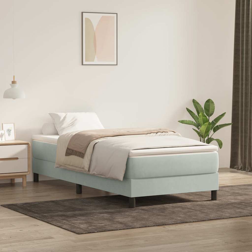 vidaXL Cama box spring sin colchón terciopelo gris claro 90x210 cm