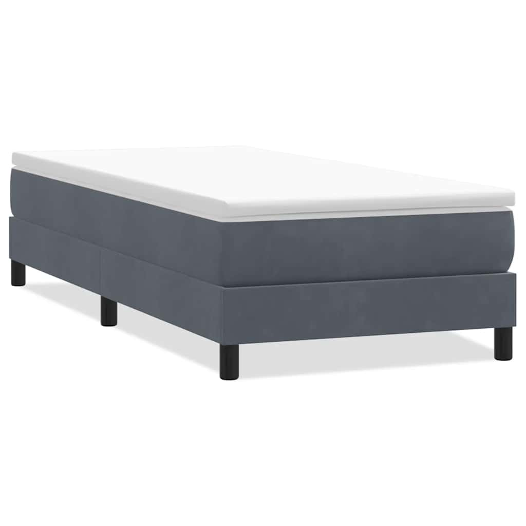 vidaXL Cama box spring sin colchón terciopelo gris oscuro 90x210 cm