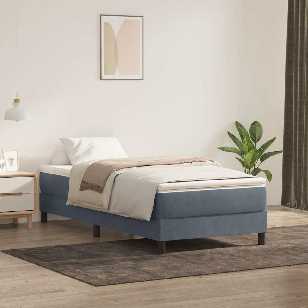 vidaXL Cama box spring sin colchón terciopelo gris oscuro 90x210 cm