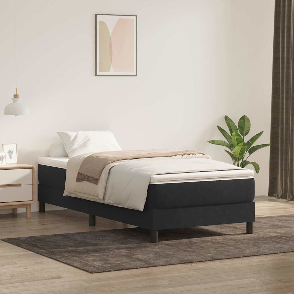 vidaXL Cama box spring sin colchón cuero sintético negro 90x210 cm