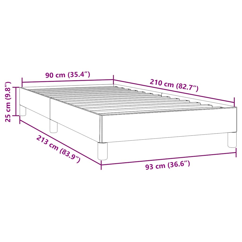 vidaXL Cama box spring sin colchón cuero sintético negro 90x210 cm