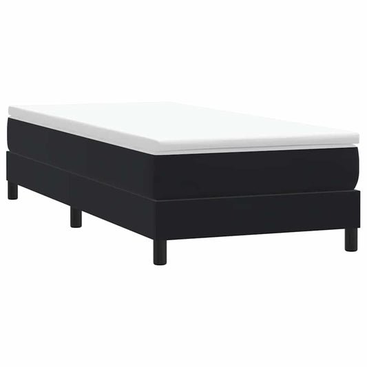 vidaXL Cama box spring sin colchón cuero sintético negro 90x210 cm