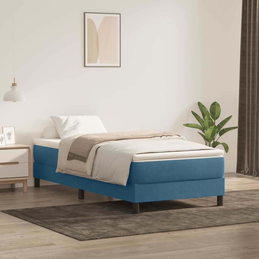 vidaXL Cama box spring sin colchón terciopelo azul oscuro 90x210 cm