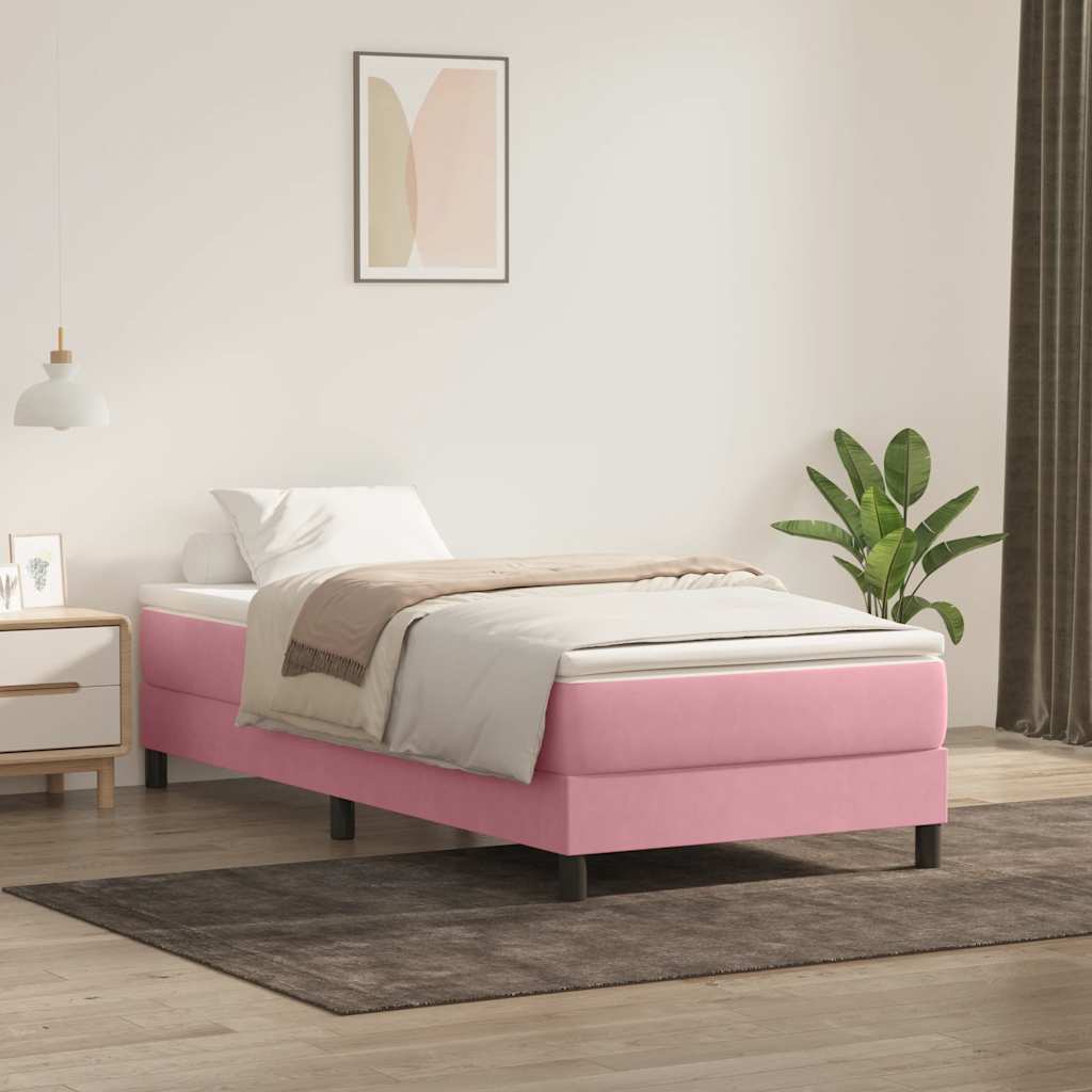 vidaXL Cama box spring sin colchón terciopelo rosa 90x210 cm