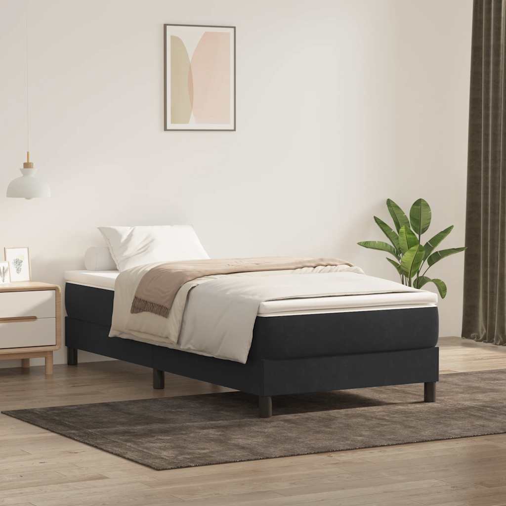 vidaXL Cama box spring sin colchón cuero sintético negro 100x210 cm