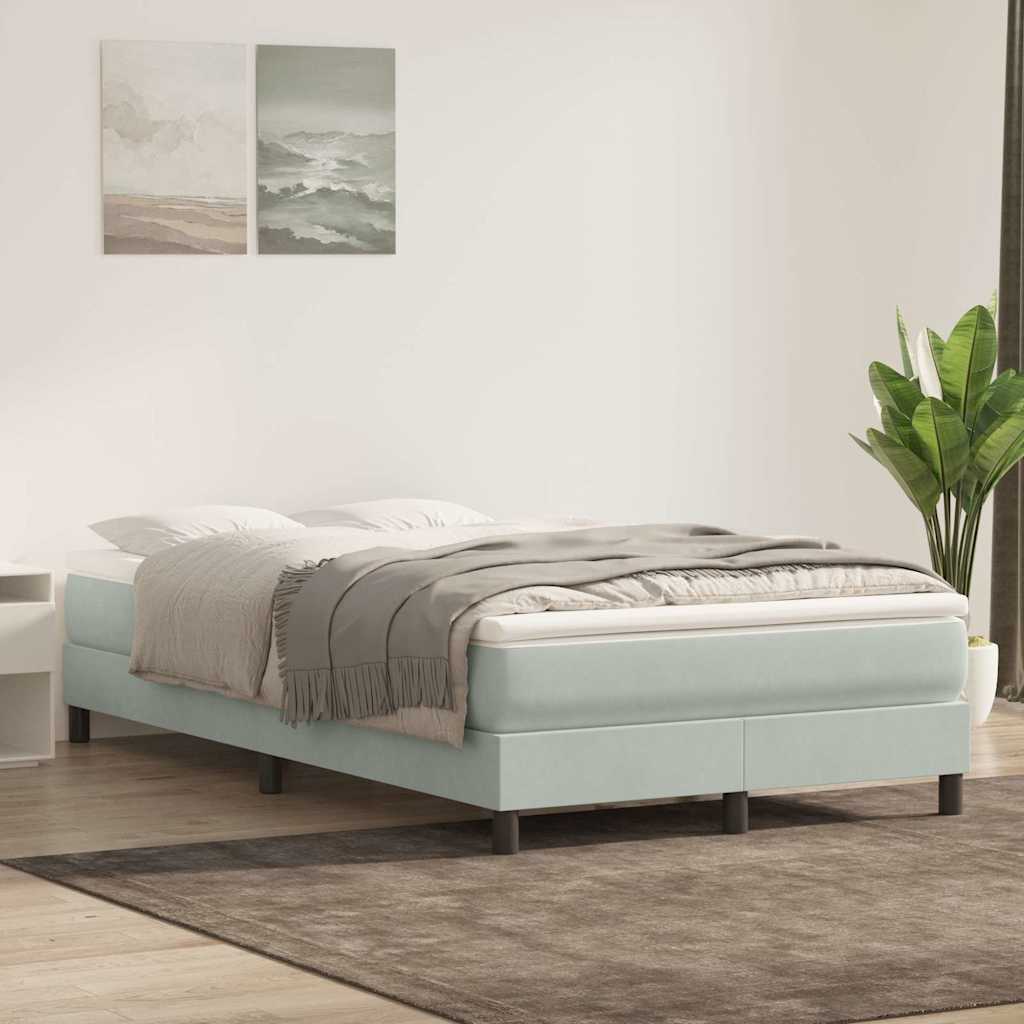 vidaXL Cama box spring sin colchón terciopelo gris claro 120x210 cm