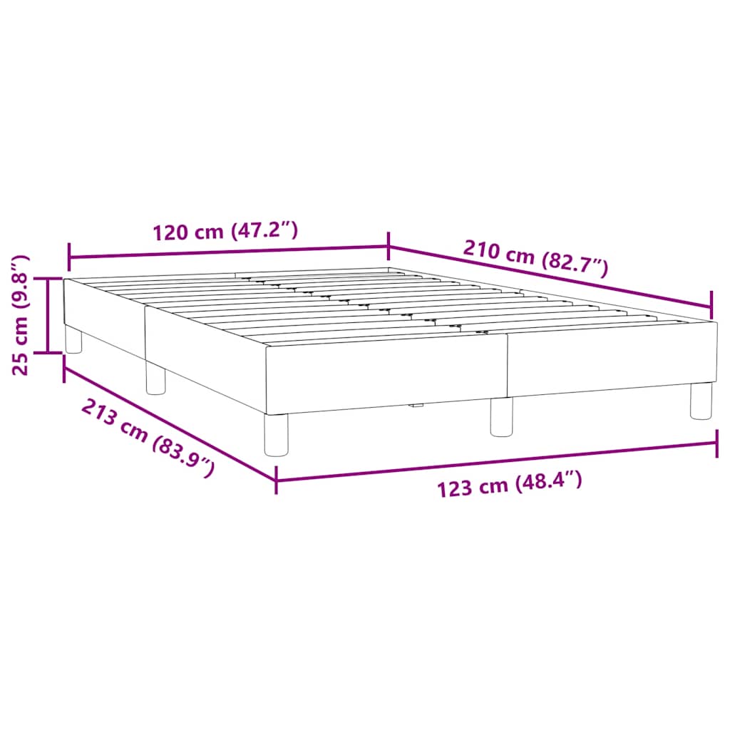 vidaXL Cama box spring sin colchón terciopelo gris claro 120x210 cm