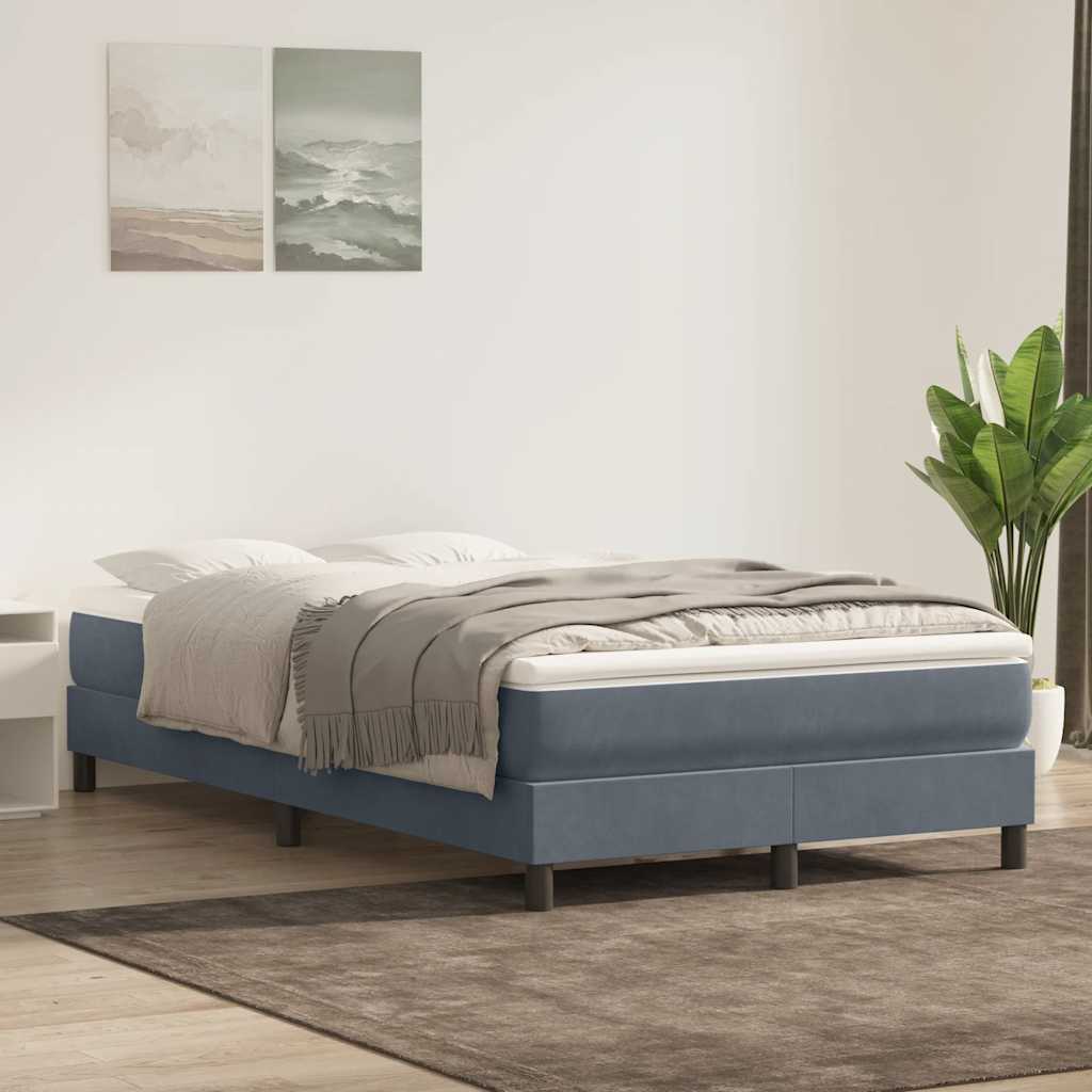 vidaXL Cama box spring sin colchón terciopelo gris oscuro 120x210 cm