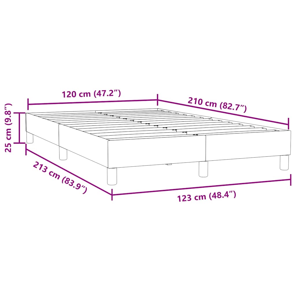 vidaXL Cama box spring sin colchón terciopelo gris oscuro 120x210 cm