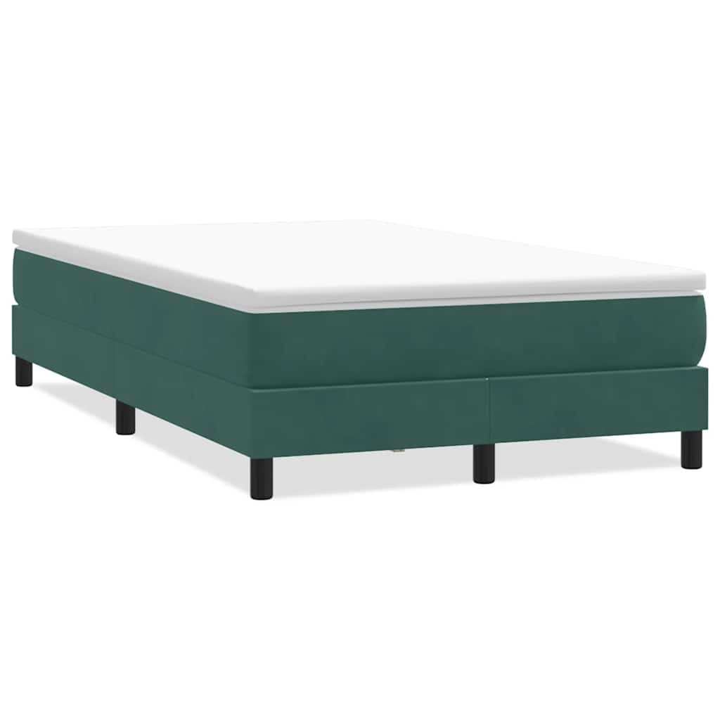 vidaXL Cama box spring sin colchón terciopelo verde oscuro 120x210 cm