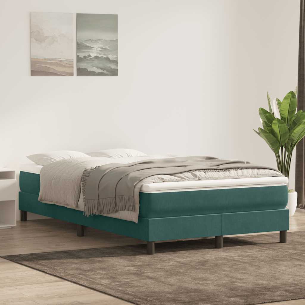 vidaXL Cama box spring sin colchón terciopelo verde oscuro 120x210 cm