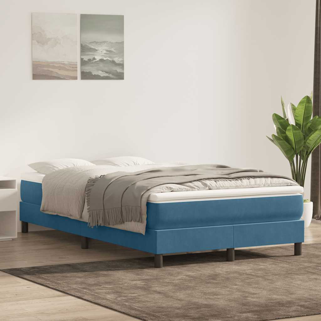 vidaXL Cama box spring sin colchón terciopelo azul oscuro 120x210 cm