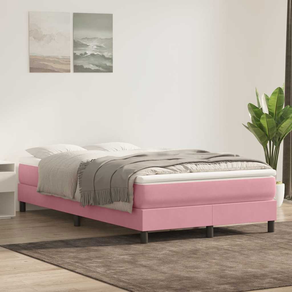 vidaXL Cama box spring sin colchón terciopelo rosa 120x210 cm