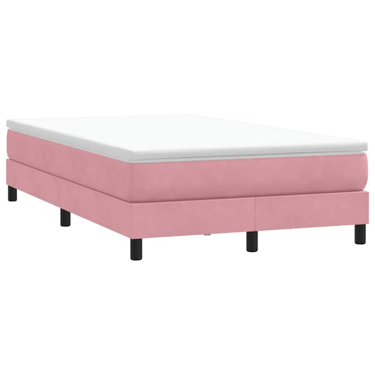 vidaXL Cama box spring sin colchón terciopelo rosa 120x210 cm