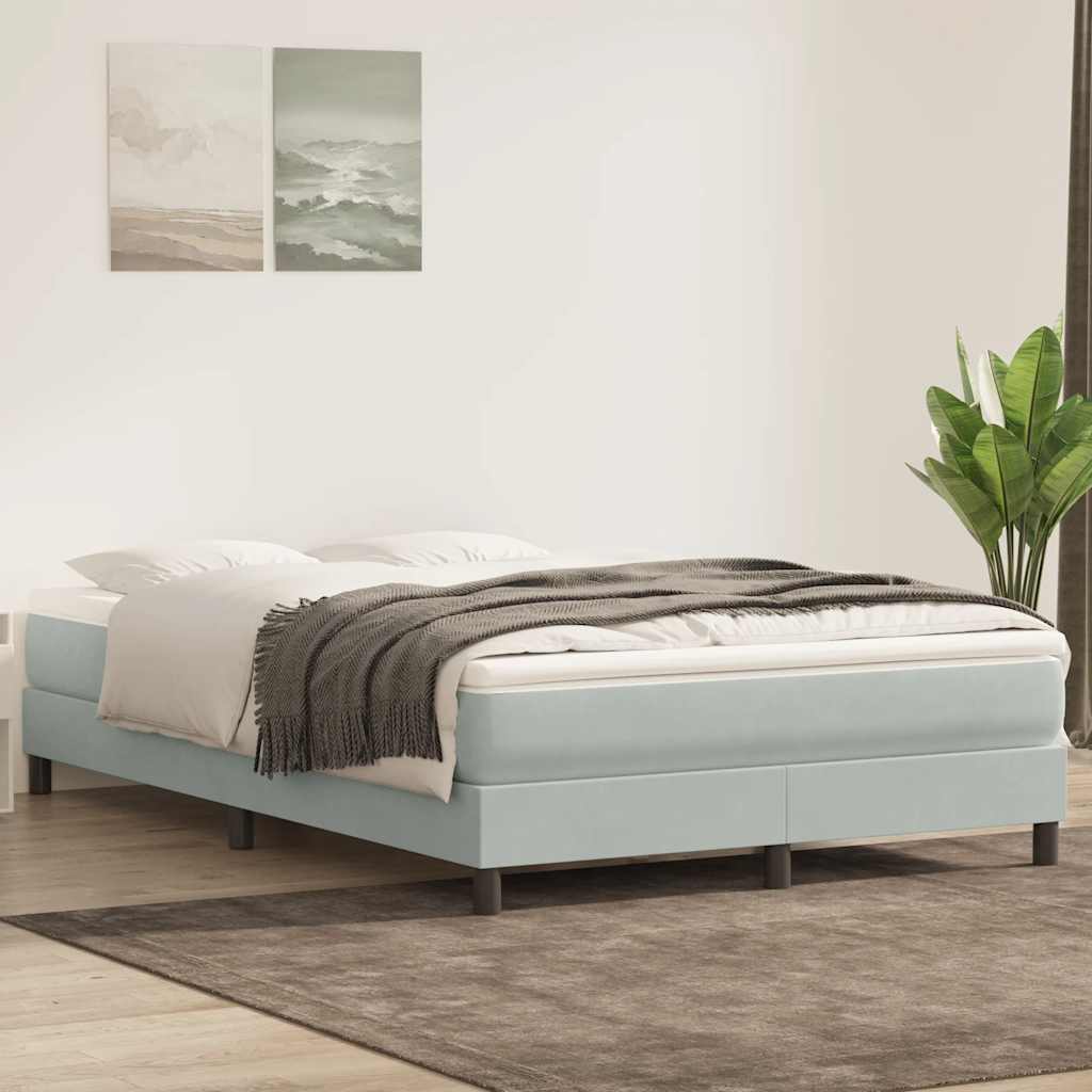 vidaXL Cama box spring sin colchón terciopelo gris claro 140x210 cm