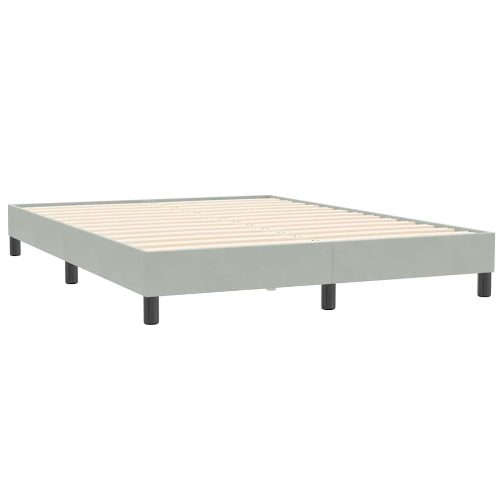 vidaXL Cama box spring sin colchón terciopelo gris claro 140x210 cm