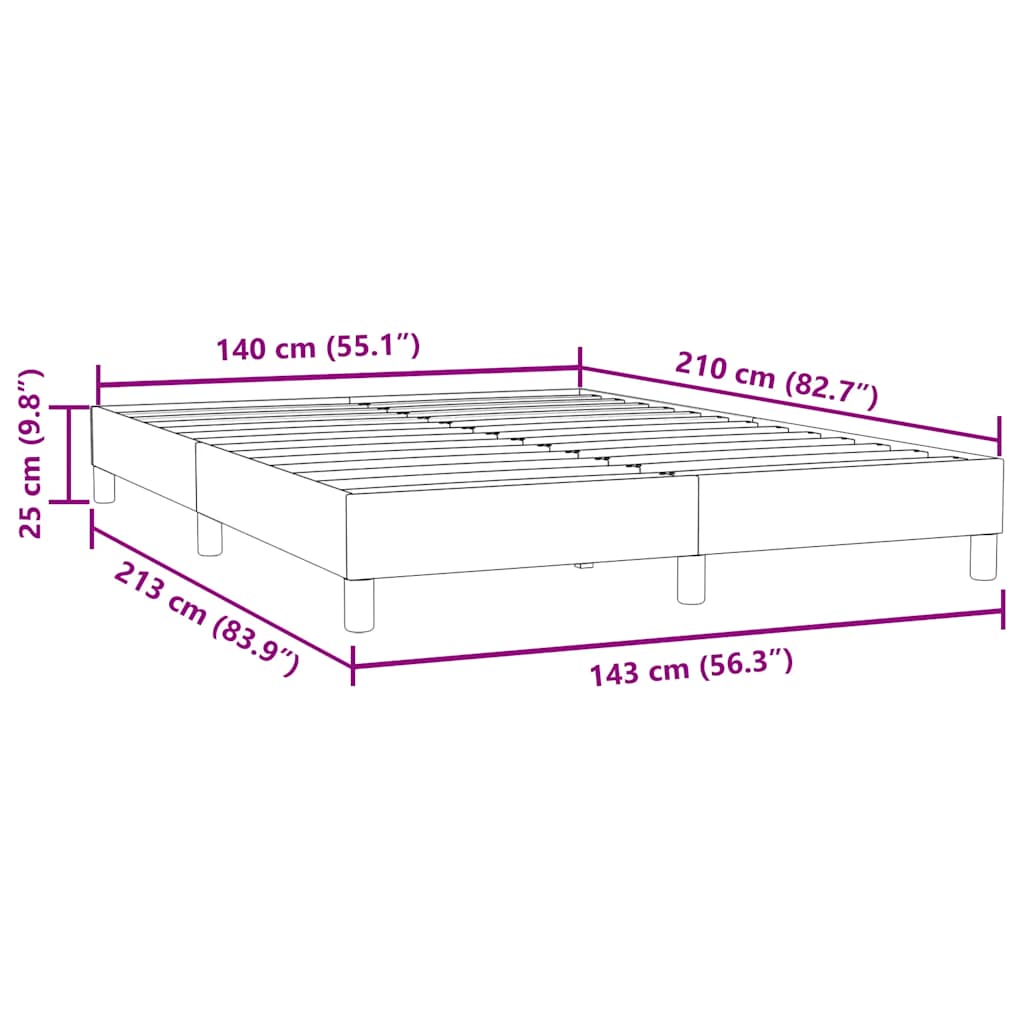 vidaXL Cama box spring sin colchón terciopelo gris claro 140x210 cm