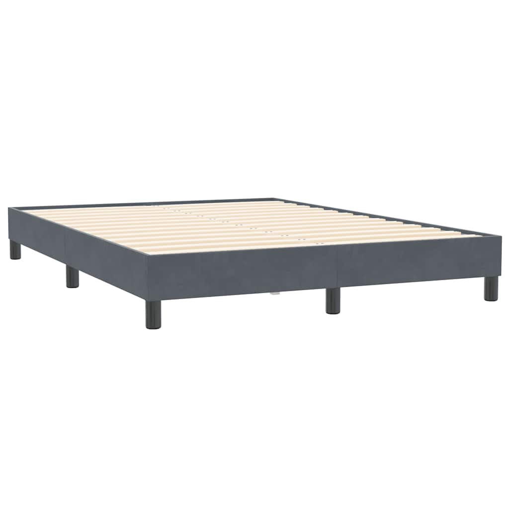 vidaXL Cama box spring sin colchón terciopelo gris oscuro 140x210 cm