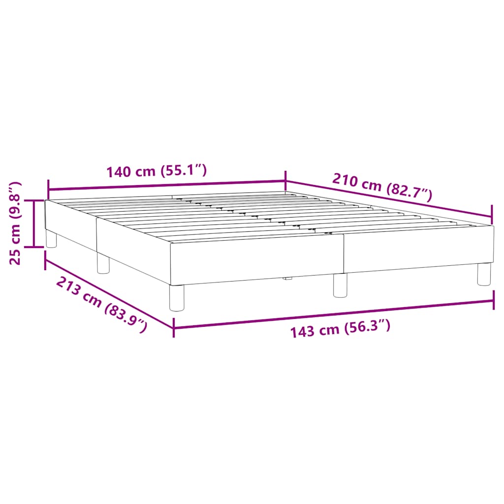 vidaXL Cama box spring sin colchón terciopelo gris oscuro 140x210 cm