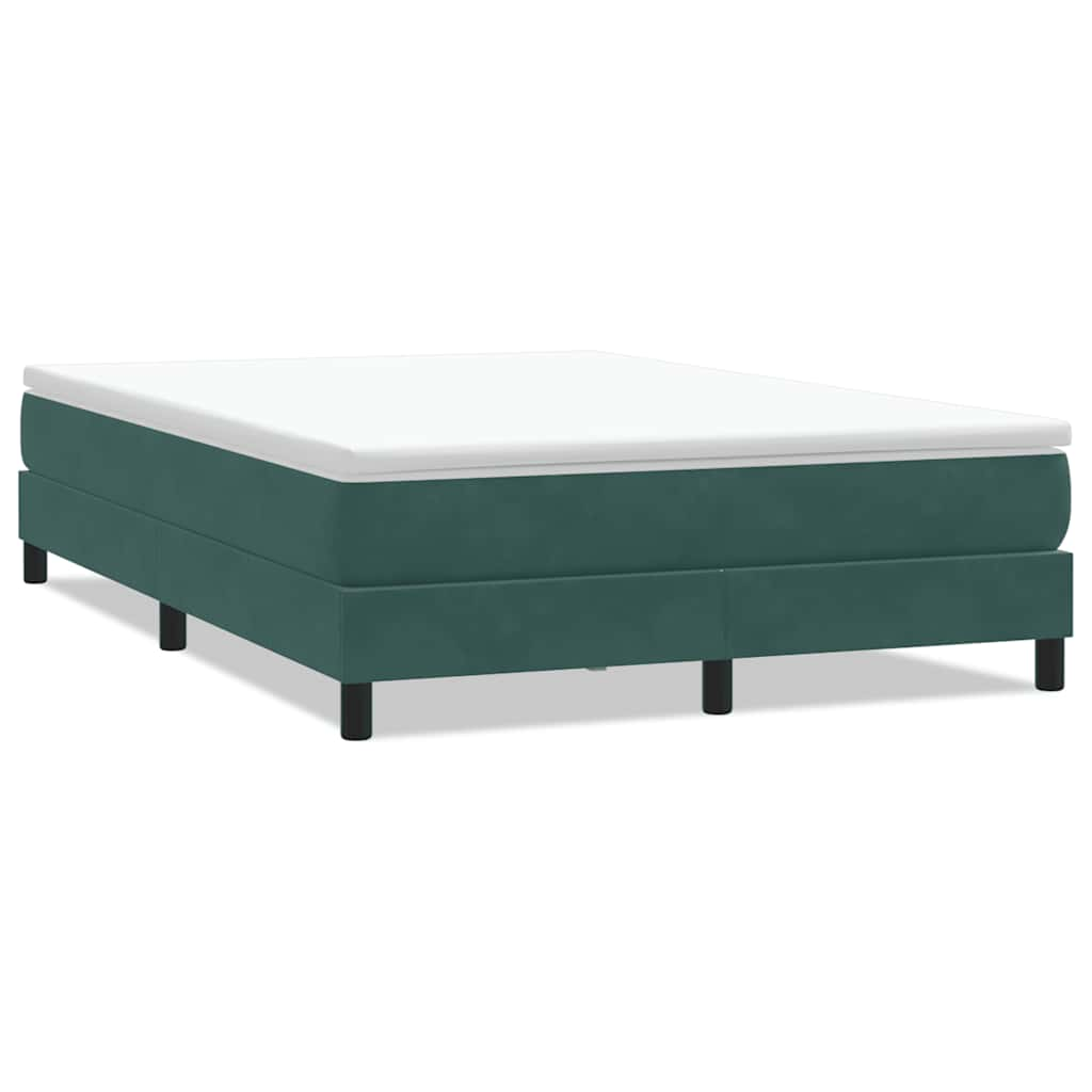 vidaXL Cama box spring sin colchón terciopelo verde oscuro 140x210 cm