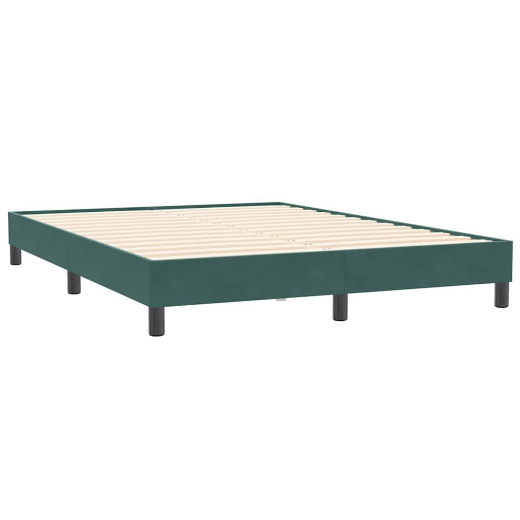 vidaXL Cama box spring sin colchón terciopelo verde oscuro 140x210 cm