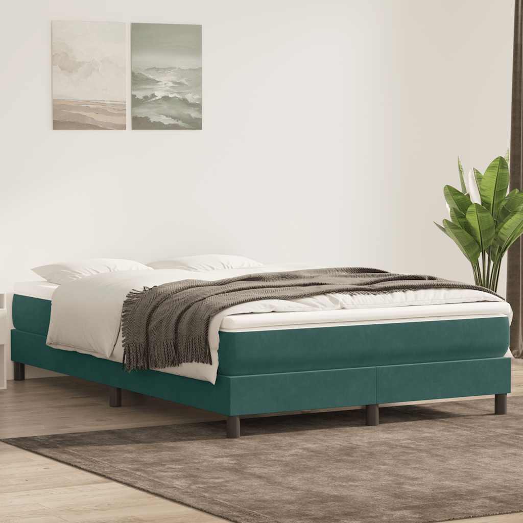 vidaXL Cama box spring sin colchón terciopelo verde oscuro 140x210 cm