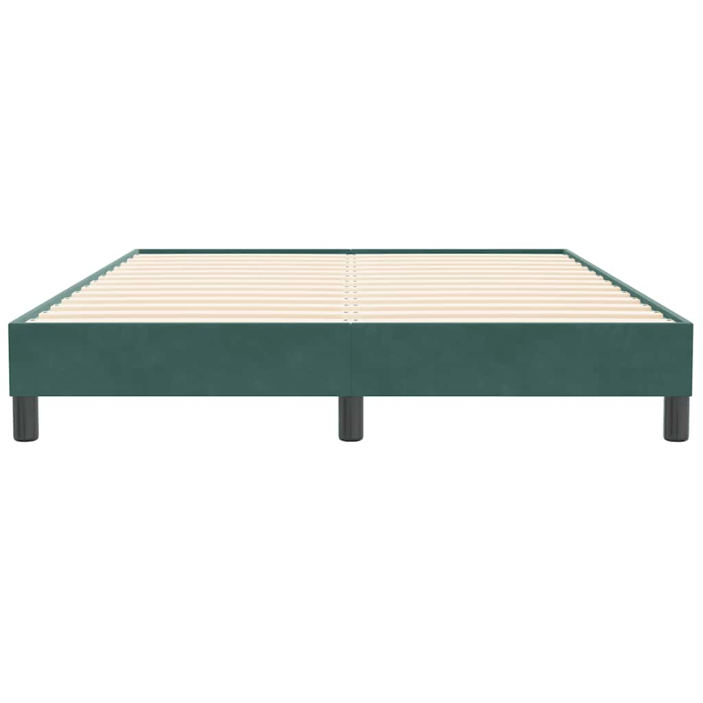 vidaXL Cama box spring sin colchón terciopelo verde oscuro 140x210 cm