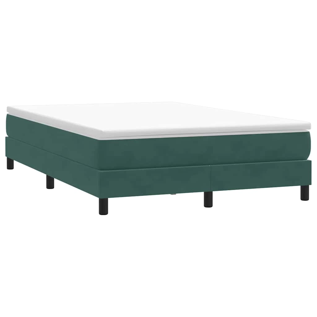 vidaXL Cama box spring sin colchón terciopelo verde oscuro 140x210 cm